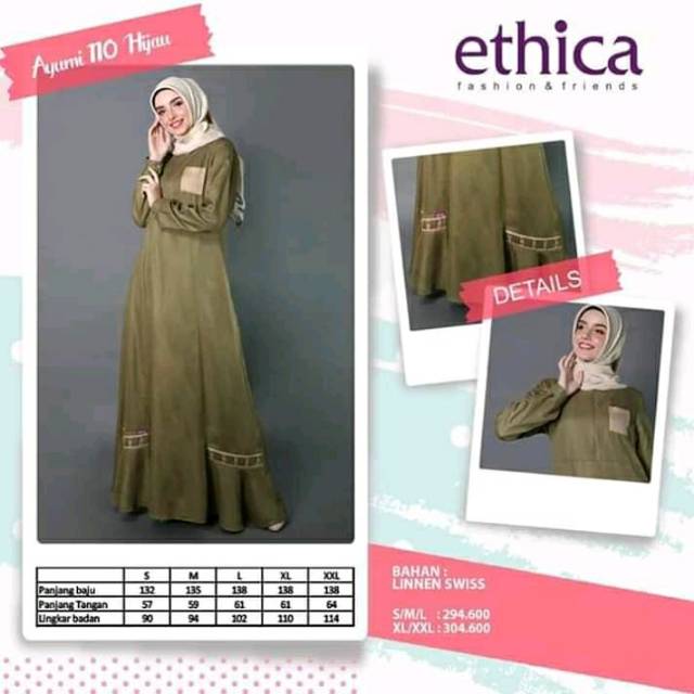 ETHICA AYUMI GAMIS KATUN AYUMI 110 HIJAU / BIRU / CREAM /GAMIS MURAH