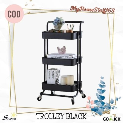 SHENAR RAK TROLI SALON UTILITY CART ROLLING 3 TIER SERVICE RAK SERBAGUNA/TROLEY SALON ABS PLASTIC