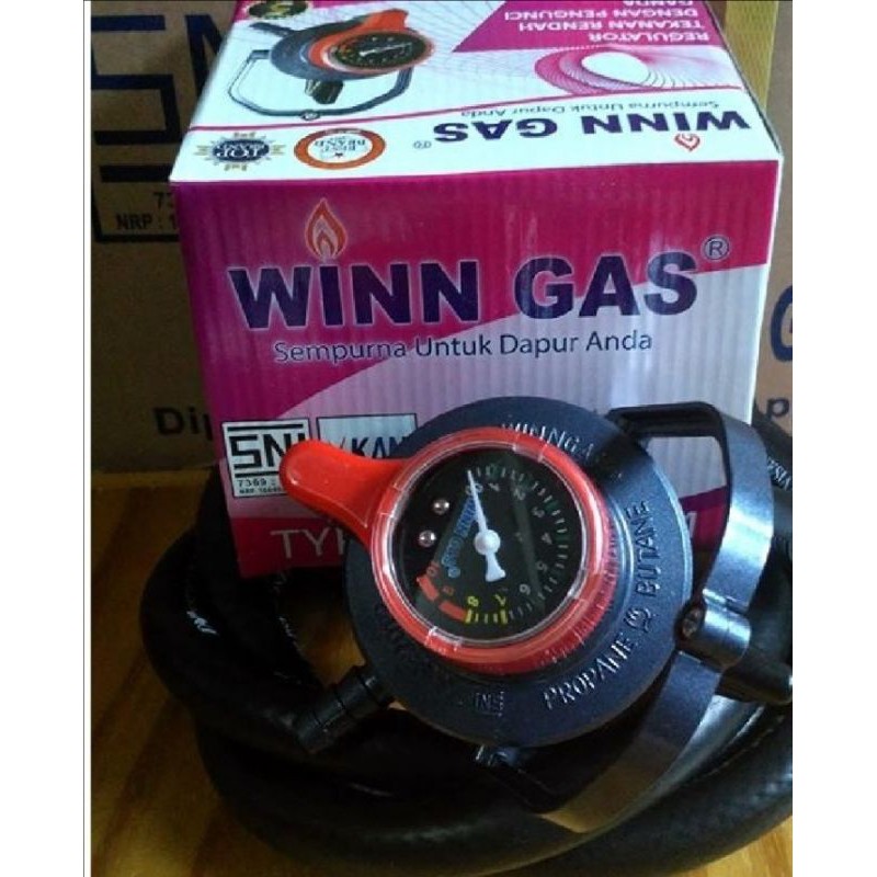 Regulator WINN GAS W 900 M , Paket  , Selang Gas Klem  LPG 3  lapis ori