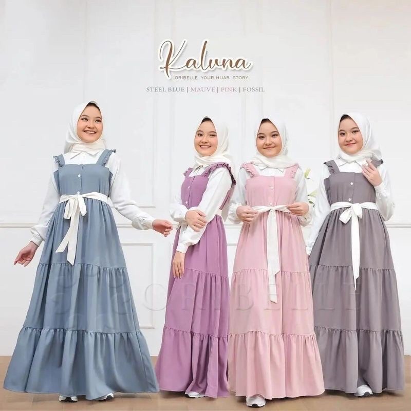 Gamis Syari Anak Remaja Perempuan Terbaru Umur 10th 11th 12th 13th 14 Tahun KALUNA DRESS Anak Tanggu