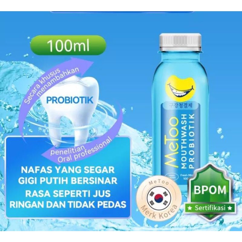 METOO MOUTHWASH FRESH MINT OBAT KUMUR PREBIOTIK PENYEGAR DAN PENGHILANG BAU MULUT