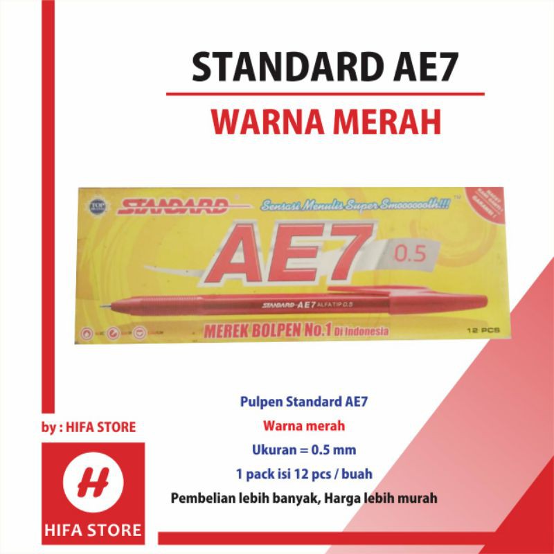 

Pulpen Bolpoin Standard AE7 Merah