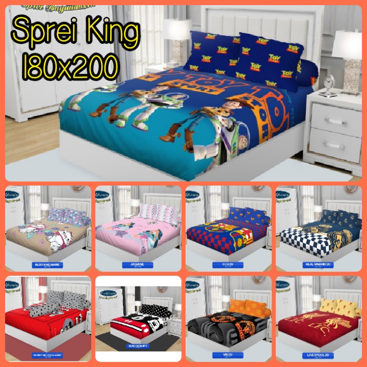 Sprei California 180x200 King No 1 Tinggi 20 cm / 6 kaki - Motif Terbaru karakter anak Bola Real Mad