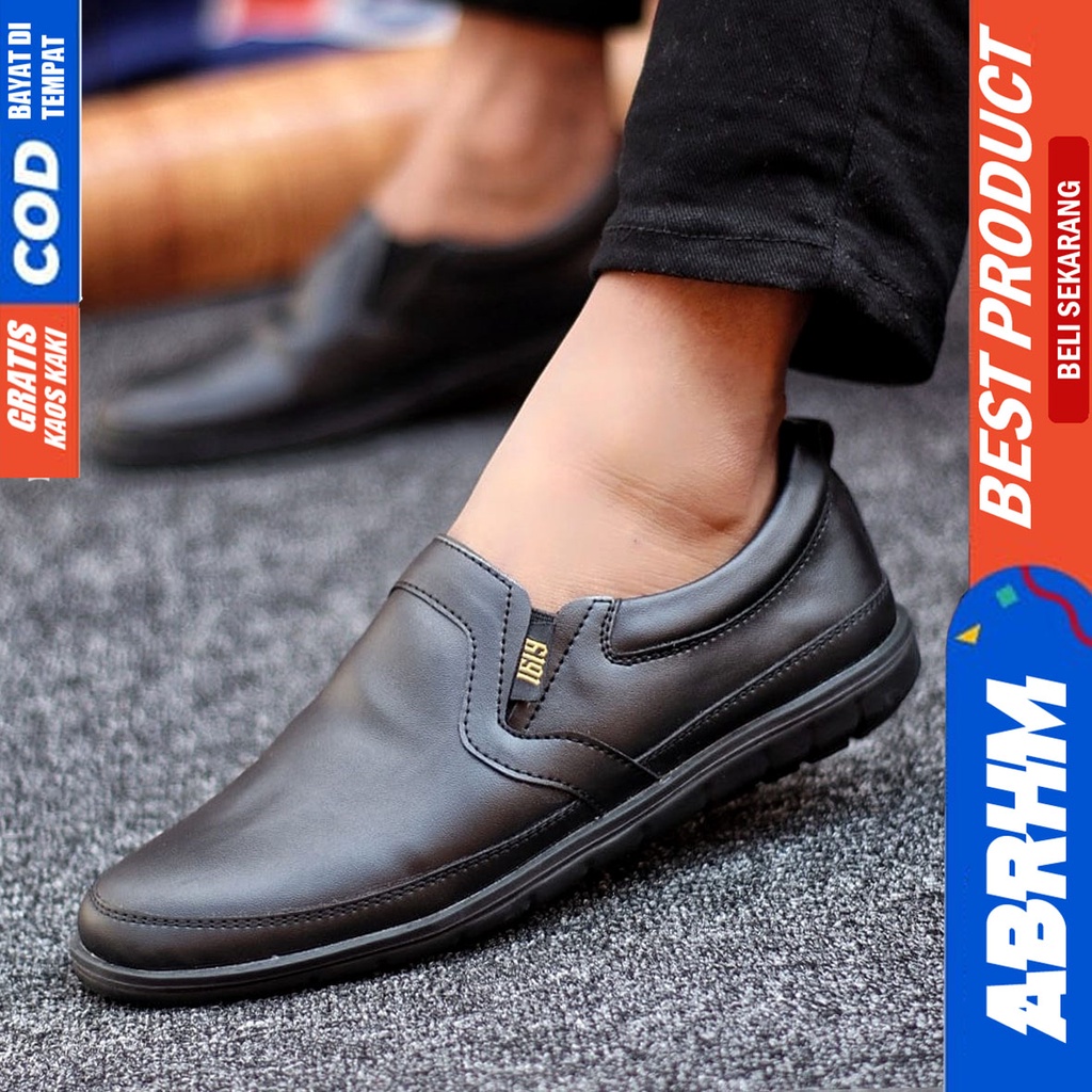 Abrhm Kaijin - Sepatu Slip On Pria Casual Hitam