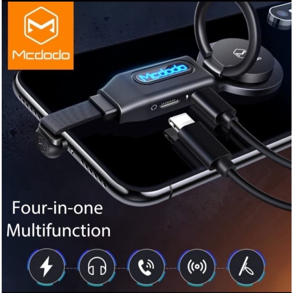 A - Mcdodo 4 in 1 Original 100% Splitter Dual Lightning Charging &amp; Headset Ring Holder Adapter CA-6290