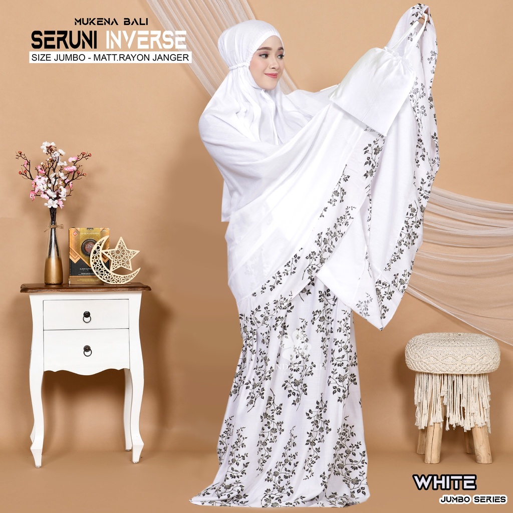 Mukena Bali seruni Jumbo-w. black invers jumb