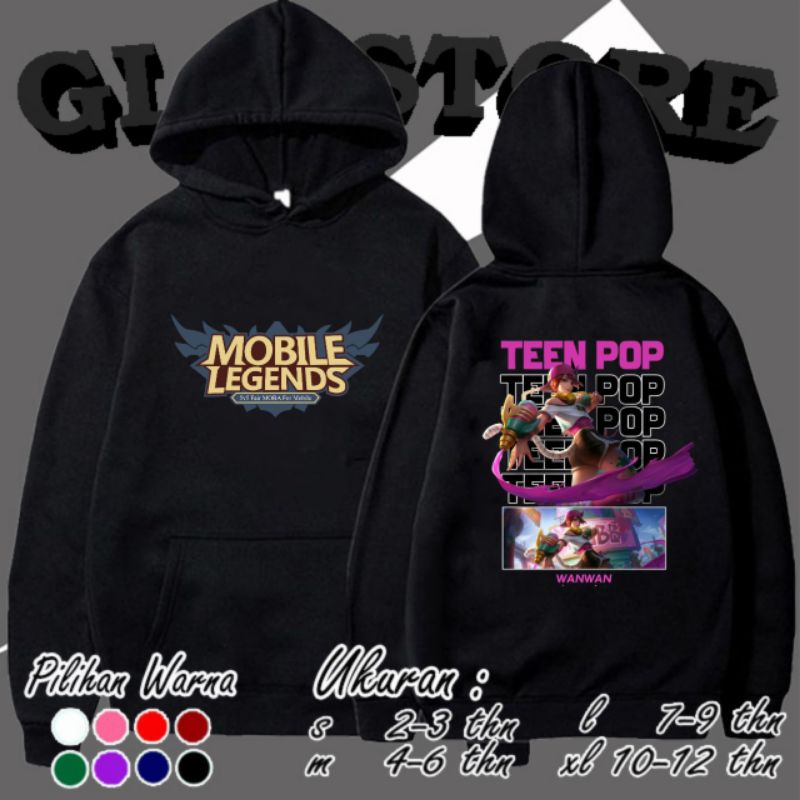 JAKET HOODIE ANAK KARATER HERO MOBILE LEGEND WANWAN | HOODIE ANAK UNISEX TERBARU