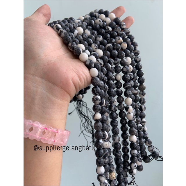 batu dalmantion agate DOFF CUTTING 10mm bahan aksesoris gelang kalung