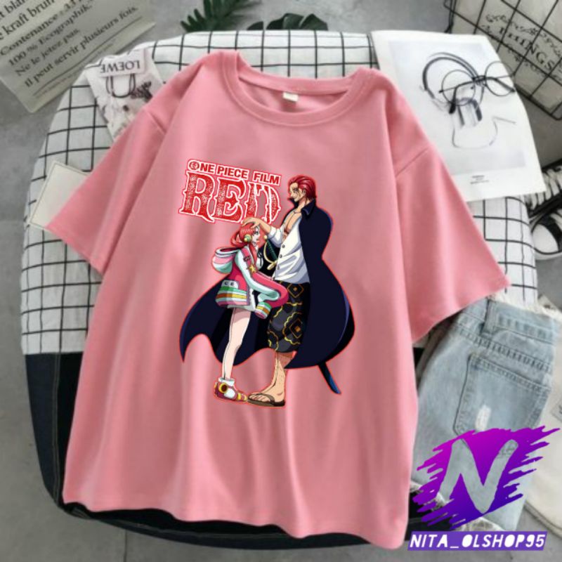 kaos anak film red baju one piece akagami dan uta