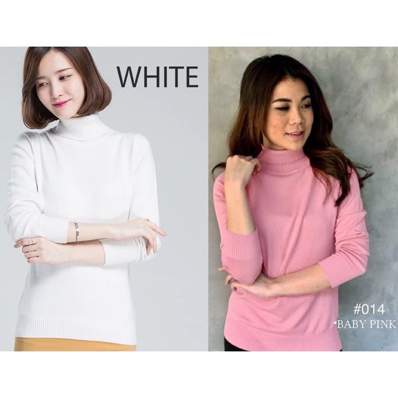 Blouse lengan panjang rajut turtleneck premium import