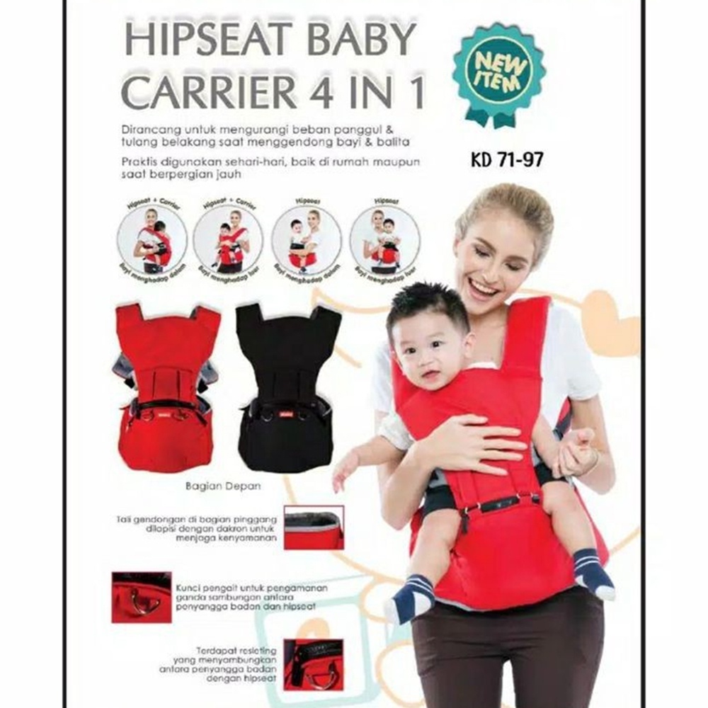 Jual Kiddy Hipseat Carrier 4in1 KD 7197 Gendongan Bayi Depan dan