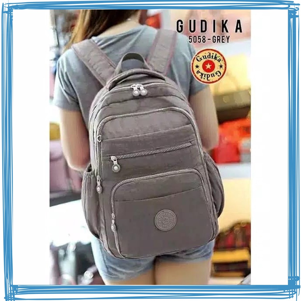 Ransel Gudika 5058 - Tas Ransel Laptop Besar Backpack Laptop Waterproof Sekolah Anti Air Korean Style Kekinian Terlaris - Tas Wanita Import Terbaru