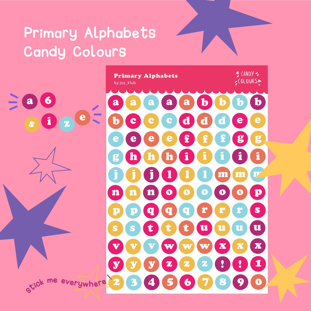 

Joy Klub - Candy Colours Primary Alphabet Sticker Sheet (Cek Deskripsi) Sticker Deco Sticker Aesthetic Laptop