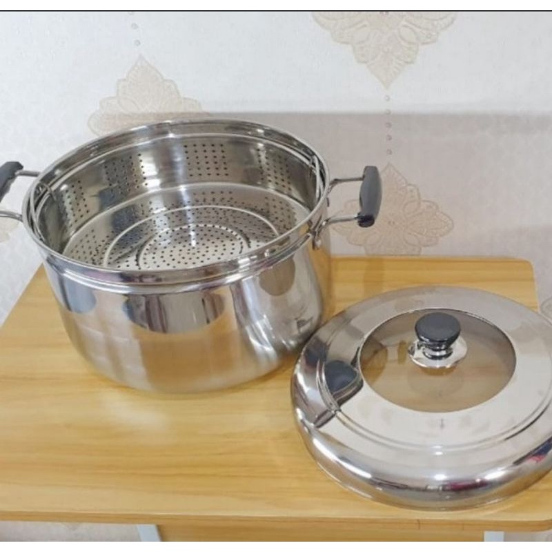 Panci Kukus Stainless Steel Tebal/Steamer Stainless Steel Tebal 22cm