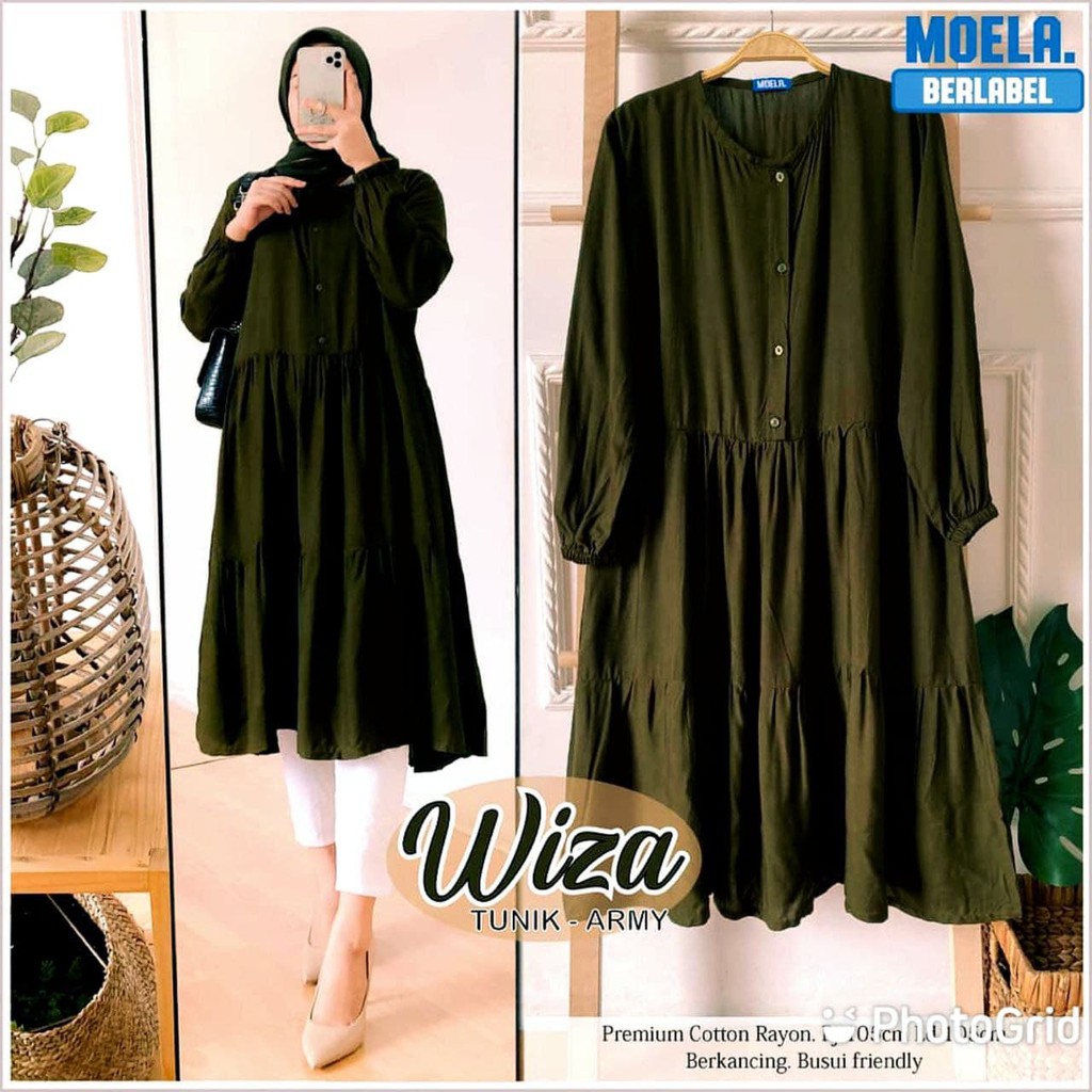 WIZA TUNIK PANJANG BUSUI FRIENDLY KATUN RAYON POLOS | BAJU MUSLIM | TUNIK RAYON POLOS | TUNIK WIZA