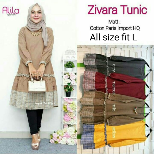 Baju wanita / Pakaian muslim wanita / Blus hijab murah : Zivara Tunik