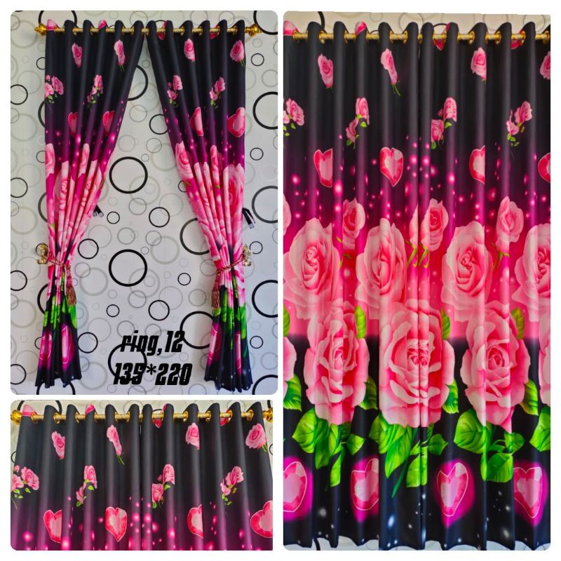 Grosir Gorden Smokering 12 Jendela Dan Pintu Motif Bunga Mawar