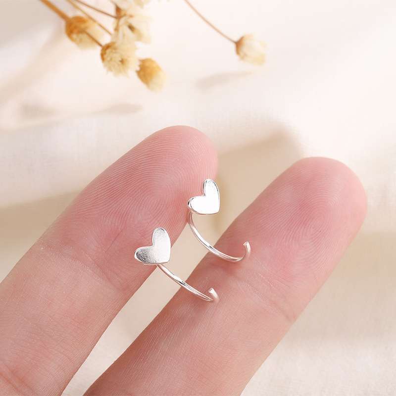 Anting Sterling Silver S999 Bentuk Hati Gaya Korea Untuk Wanita