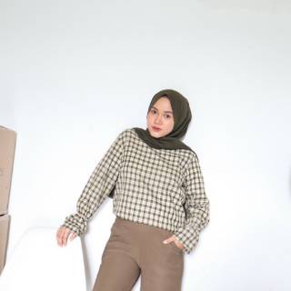 Tera Blouse baju  kotak  kotak  OMERA Shopee Indonesia