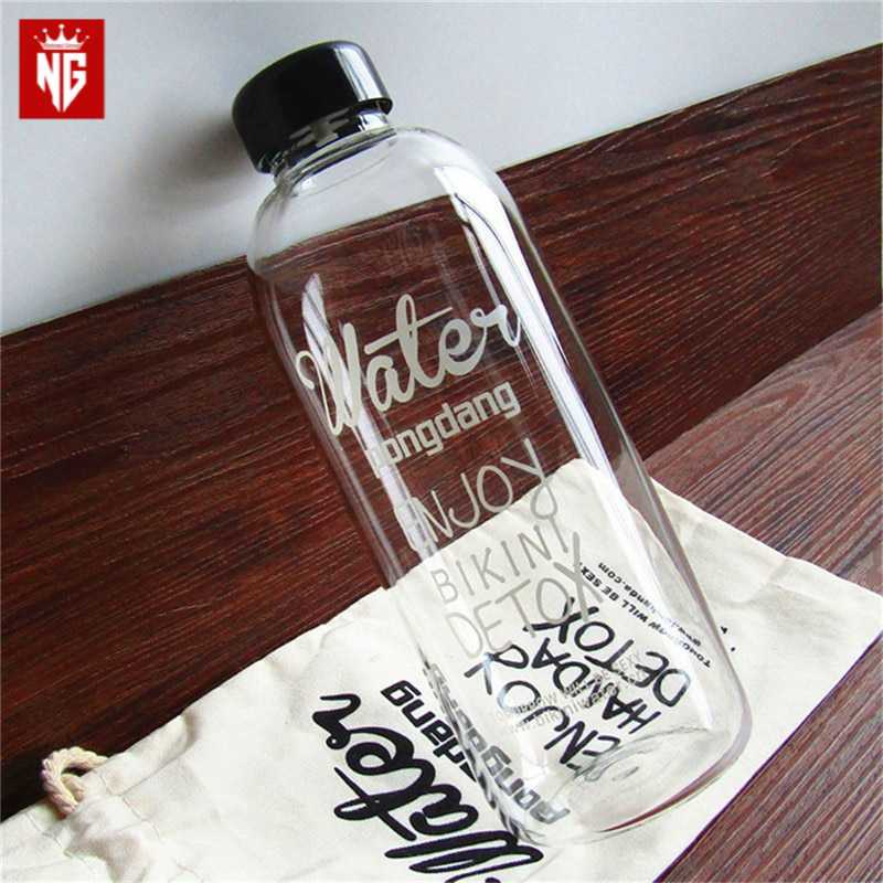 Wadah Tempat Minum 1 Liter Botol Air Minum 1000ml BPA FREE Plastik Tutup Lucu Import Gemoy Kopi Susu