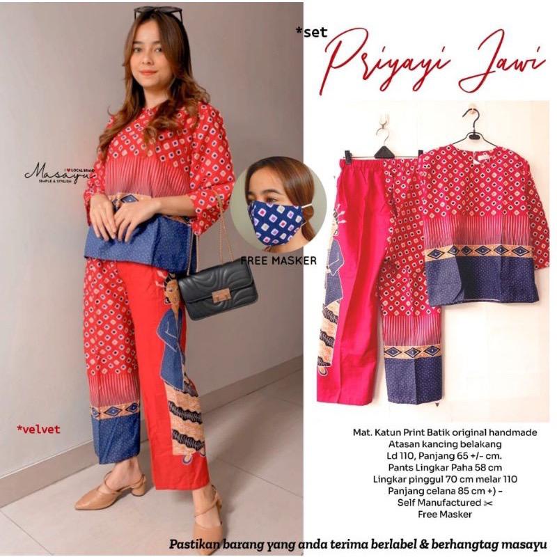 PREMIUM One Set Batik Priyayi Jawi Simbok Karakter Lucu Setelan Celana Panjang Kekinian Kondangan Kerja Casual Modern