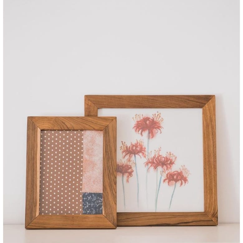 Frame foto / Bingkai foto /Pigura foto Aestetic kayu jati asli 8R Bingkai Foto Minimalis Frame Unik 