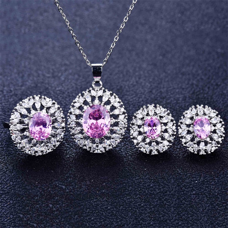 Set Perhiasan Cincin Anting Kalung Dan Gelang Bahan S925 Silver