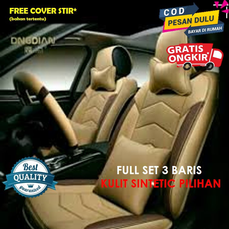 SARUNG JOK MOBIL BRIO  BAHAN KULIT SYNTETIC FULL SET 3 BARIS