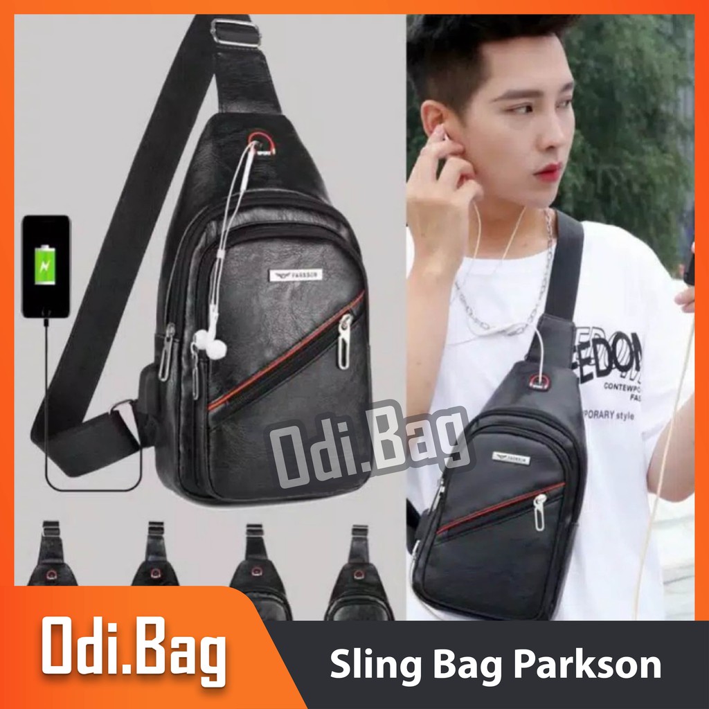 Tas selempang pria/sling bag parkson import/ tas dada pria/waistbag pria