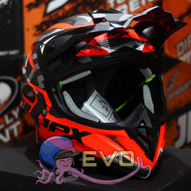 HELM JPX CROSS_FOX1 SERI X35 - FLUO RED DOFF + GOOGLE SNAIL (ONGKIR 2 KG) HELM JPX X35 RED DOFF ORIGINAL JPX CROSS X35 JPX HELM KLX JPX MOTIF X35 ORANGE HELM JPX TERBARU