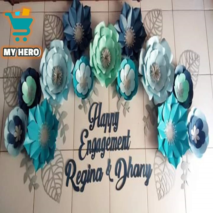 paper flower hiasan dinding keren dekorasi kamar nikahan tunangan lamaran ulang tahun backdrop