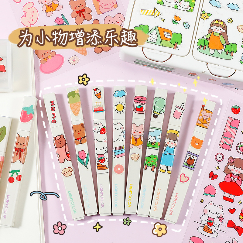imoda 6 lembar / pack PVC Stiker Kartun Lucu DIY Scrapbooking Dekorasi Stiker Stasioner-2