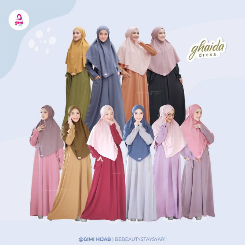 Ghaida Dress - Bahan Arabella crepe - aden ringan - Gimi Hijab