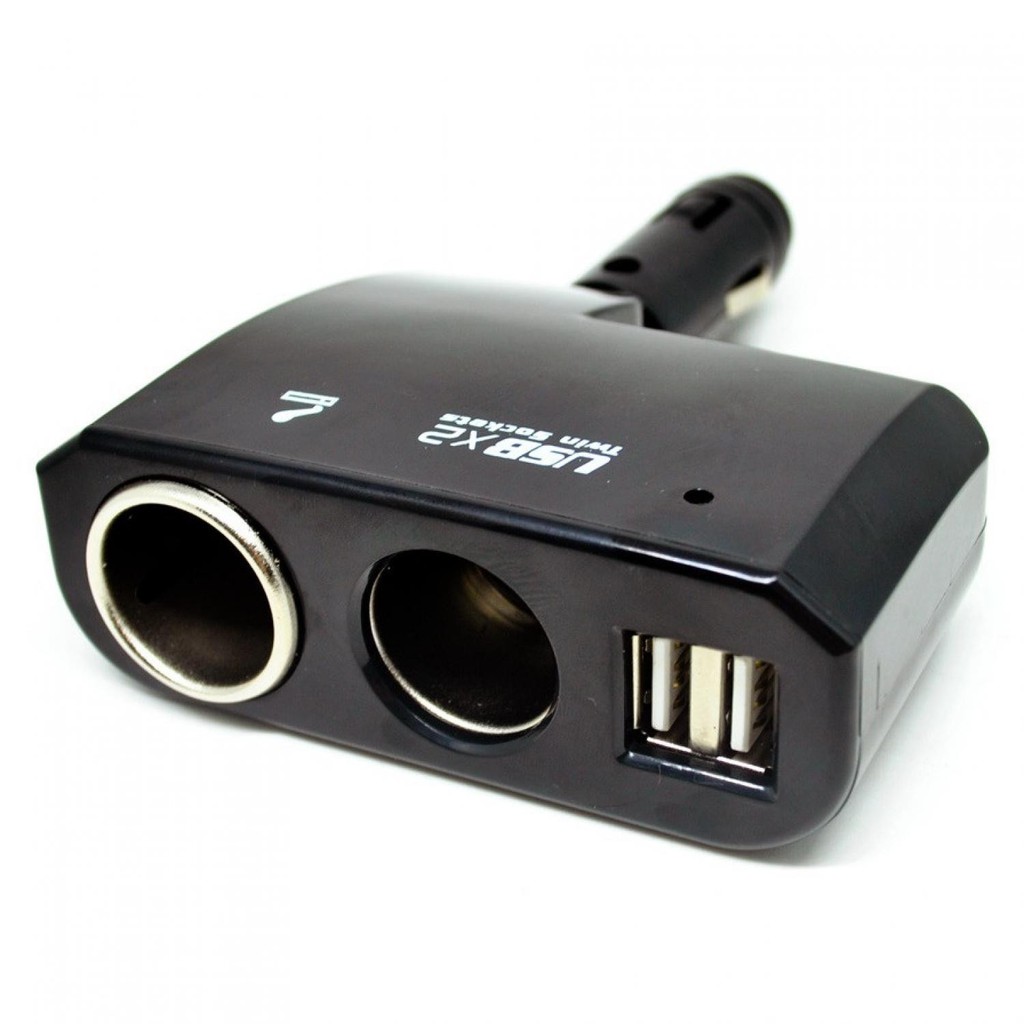 Car Charger Cigarette Splitter 2 Socket with 2 USB 5V 1A - BM-035