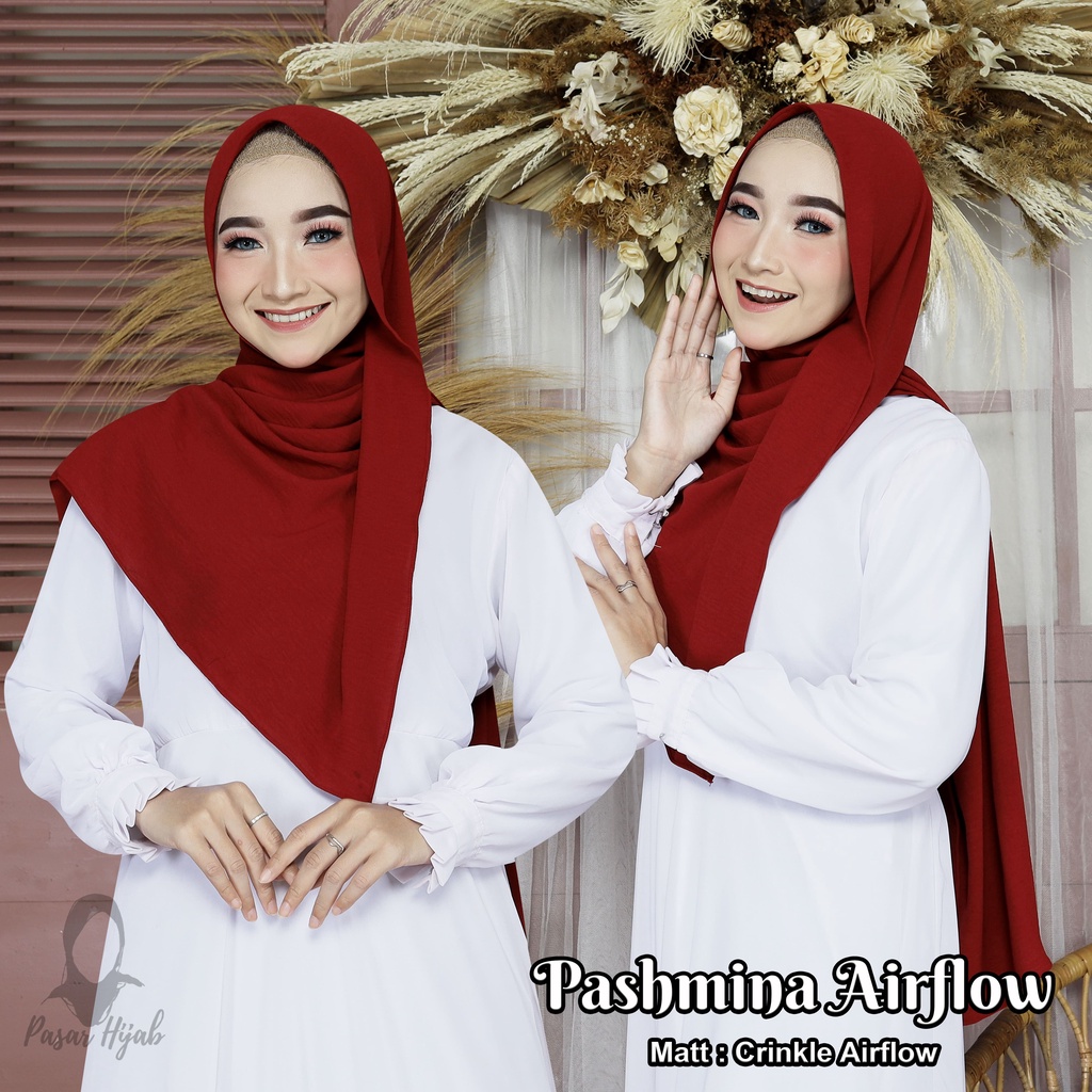 Pashmina Crinkle Airflow Premium Hijab Pashmina Anti Kusut Jilbab Pashmina Airflow Terbaru Pasar_hijab