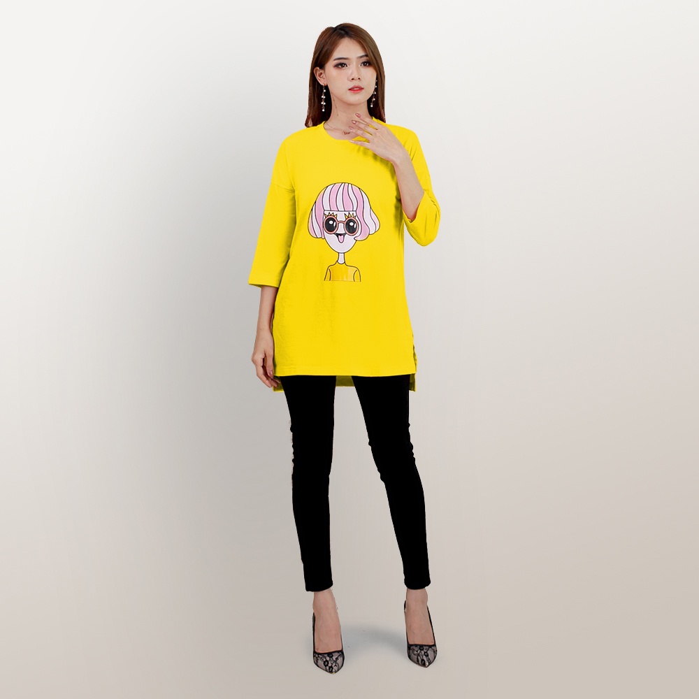 Kaos Lengan tanggung wanita gaya korea variasi printing cantik model terbaru - XSHOP Anandara