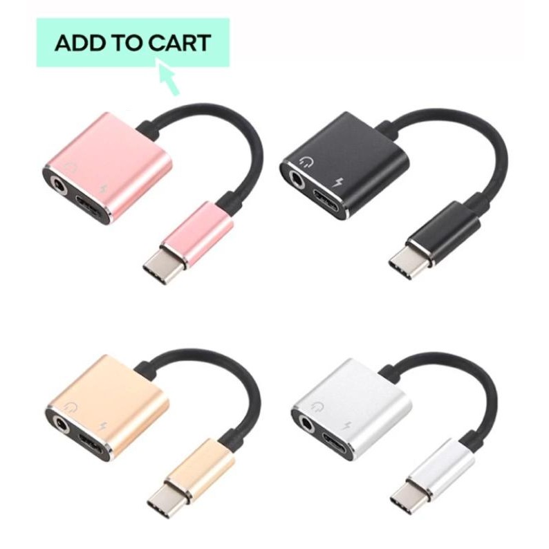 Trend-Adapter Cable Type-C to 3.5mm Audio Headphone Jack AUX For Charging Listening Music
