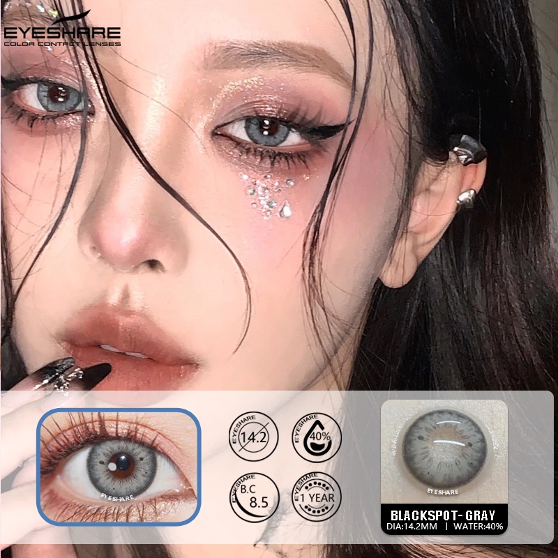 Softlens EYESHARE 14.2mm softlens natural soflens korea aesthetic lensa mata Lensa Kontak 1 paket ori murah normal (0.00) BLACKSPOT brown harian soflen free lenscase