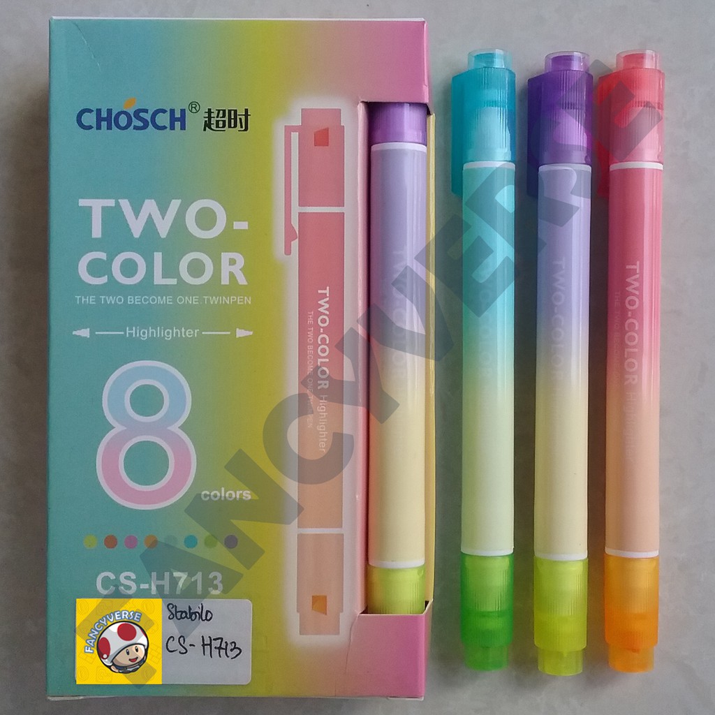 

Stabilo 8 Warna 2 in 1 (CS-H713) / 1 Box isi 12 Pcs / Highlighter