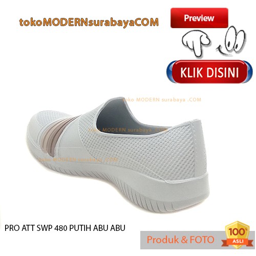 PRO ATT SWP 480 PUTIH ABU ABU Sepatu Wanita Sepatu Slip On Karet