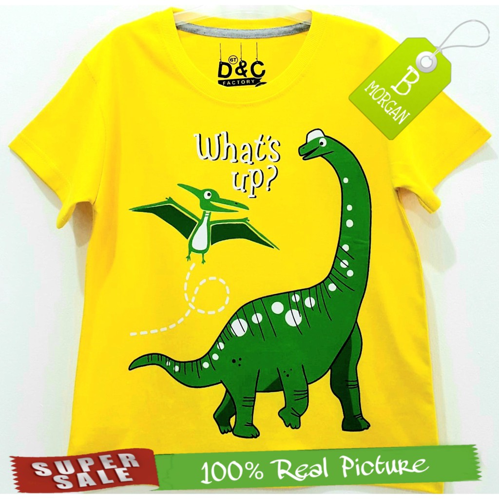  Baju  Kaos  Anak  Laki  Laki  motif Dino What s Up Yellow 1 
