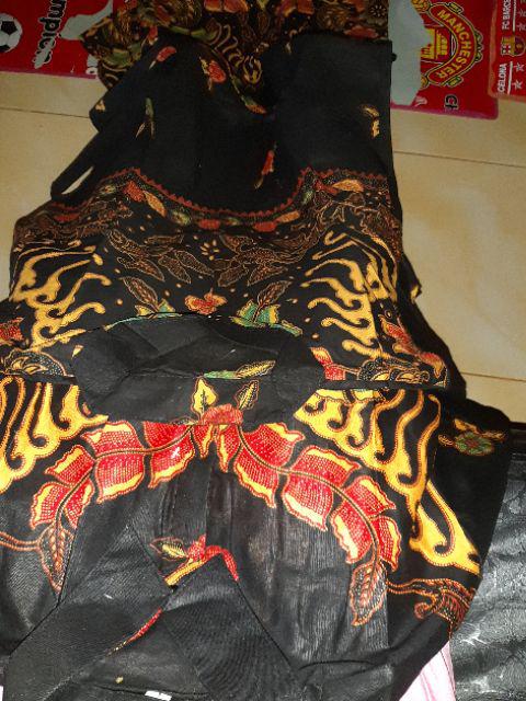 Maura Couple - Sania Ruffle Batik Couple Ori Ndoro Jowi Dnt Kemeja Gamis Bunga Merah