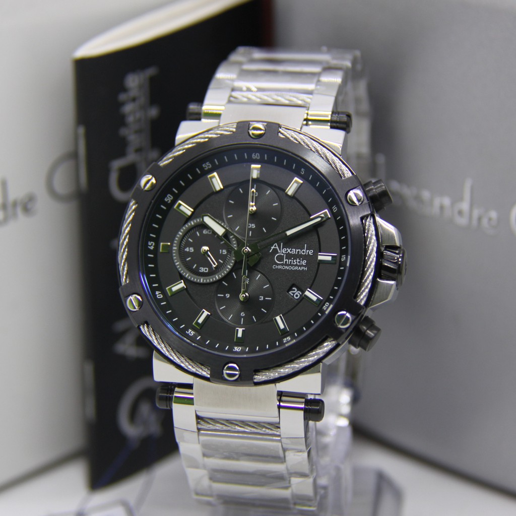 ALEXANDRE CHRISTIE 6561 PRIA BLACK SILVER ORIGINAL AC6561 AC 6561 JAM TANGAN COWOK ARLOJI COWOK