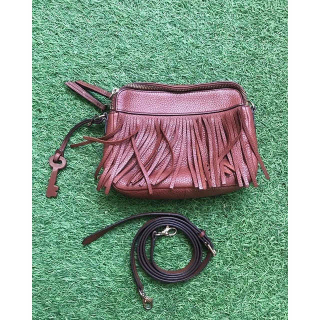 tas selempang fossil icik iwir preloved second bekas coklat jadul vintage