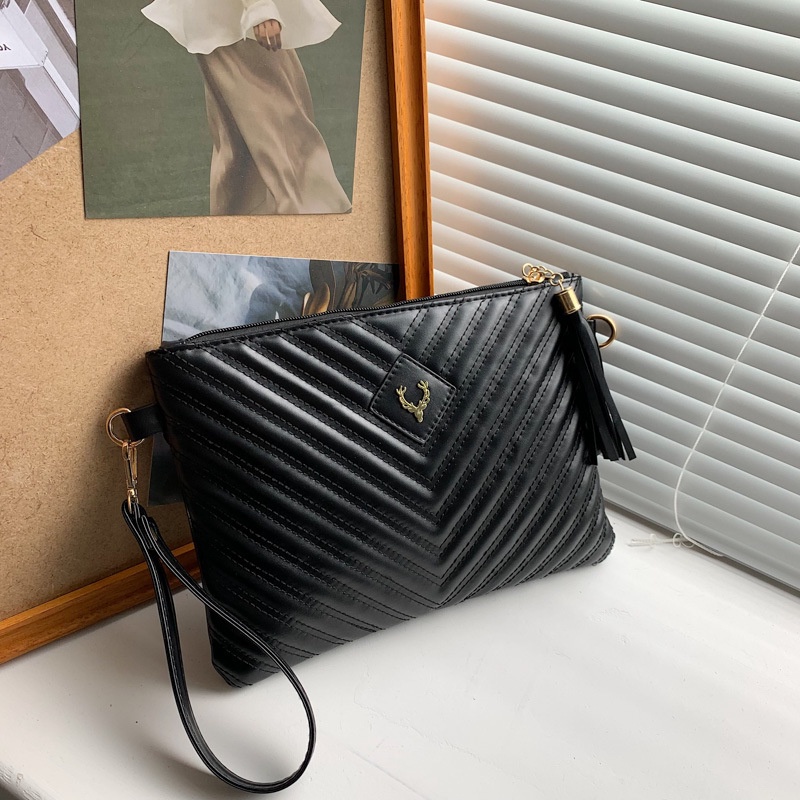 TAS TANGAN WANITA CLUTCH HANDBAG KULIT FASHION CHARLEA TA608B5 HITAM KOREA KEKINIAN PESTA IMPORT BRANDED PREMIUM BATAM MURAH SIMPLE REMAJA KEKINIAN