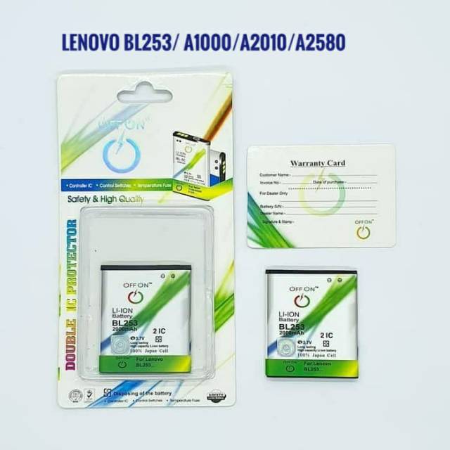 Baterai Batre Double Power OFFON Lenovo BL253 A1000 A2010 A2580 A2860 Battery Batrei Lenovo BL 253