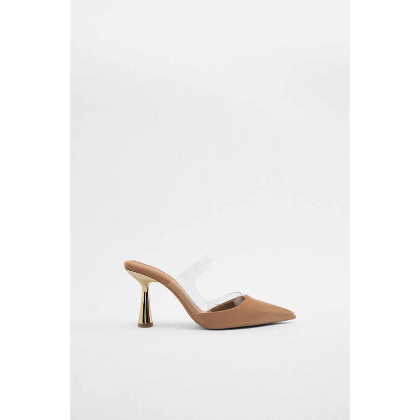 Zara High Heel Vinyl Mules Sepatu Heels 00753