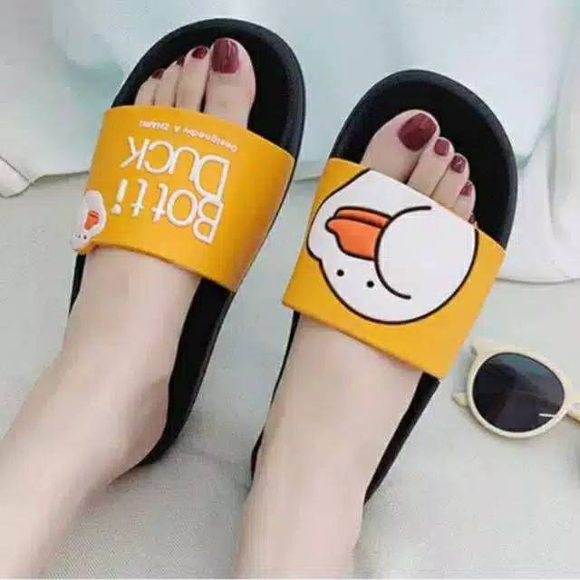 Sandal wanita karet / sendal slop wanita Karakter Timbul Botti Duck