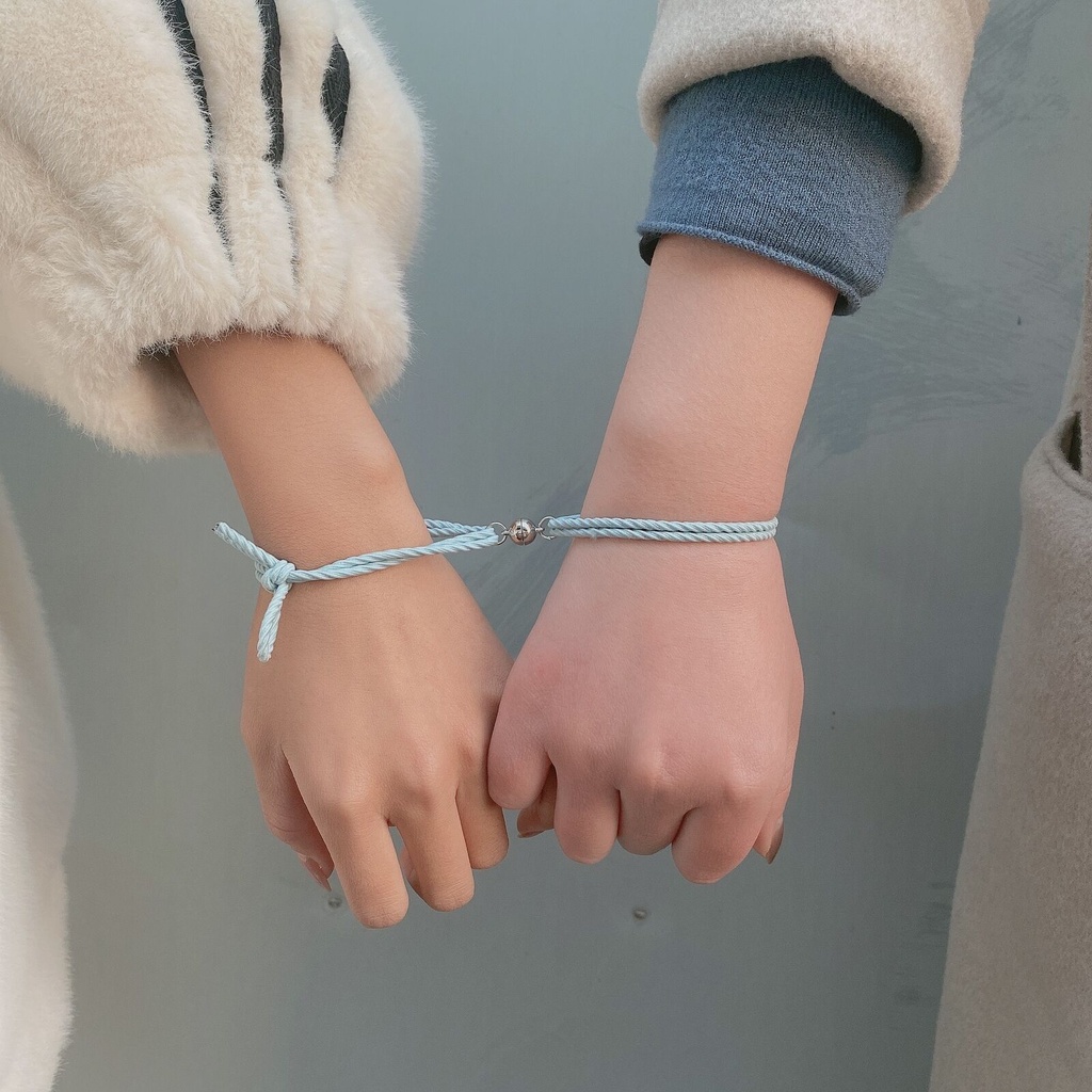 2Pcs Couple Bracelet Friendship Nylon Rope Braided Magnetic Force To Attract Each Other's Wrist Jewelry Valentine's Day Gift