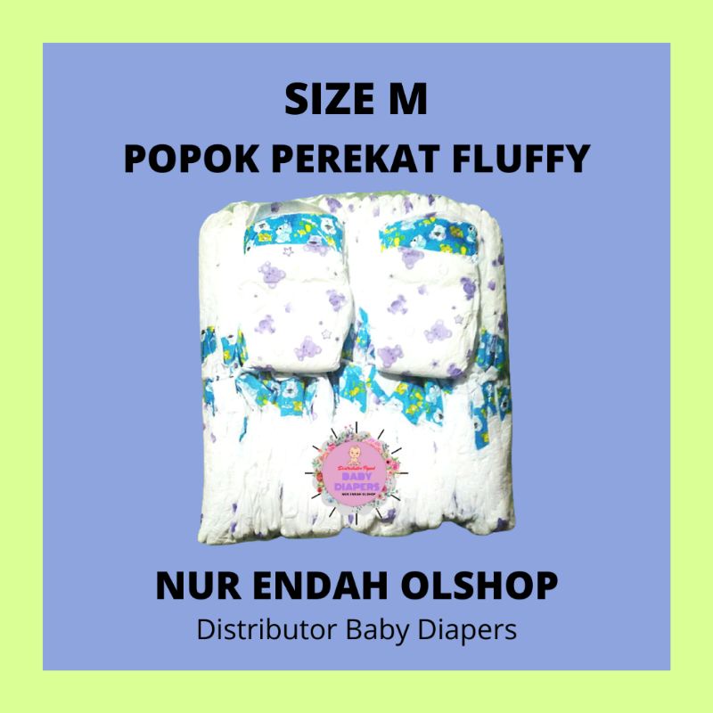 SIZE M PEREKAT FLUFFY REPACK NON KEMASAN MERK MURAH, PAMPERS BAYI BABY DIAPERS,POPOK CURAH